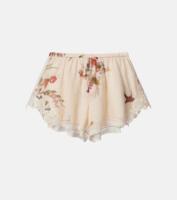 Short Patience en coton et soie à fleurs | Zimmermann