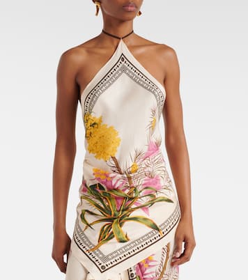 Printed halterneck twill top | Blumarine