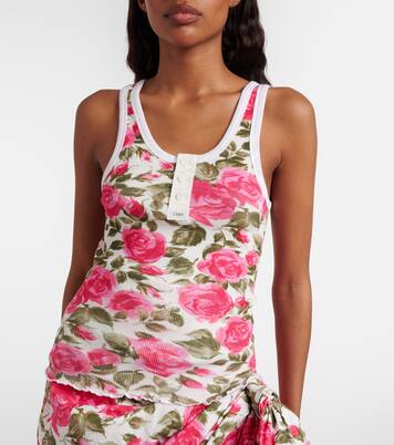 Top in misto cotone a coste con stampa floreale | Chloé