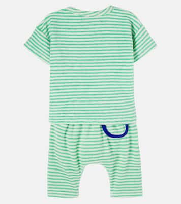 Baby Green Stripes cotton-blend T-shirt and pants set | Bobo Choses