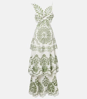 Broderie anglaise tiered linen maxi dress | Farm Rio