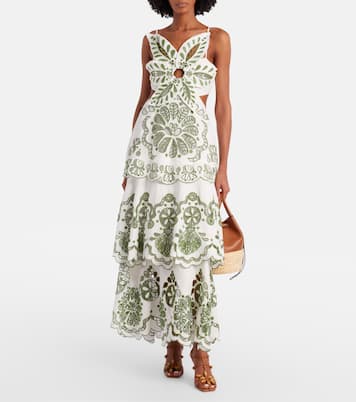 Broderie anglaise tiered linen maxi dress | Farm Rio