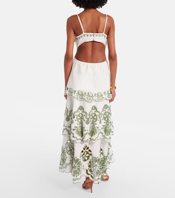 Broderie anglaise tiered linen maxi dress | Farm Rio