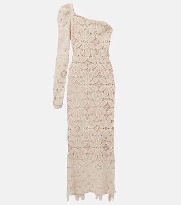 One-shoulder floral crochet cotton midi dress  | Farm Rio