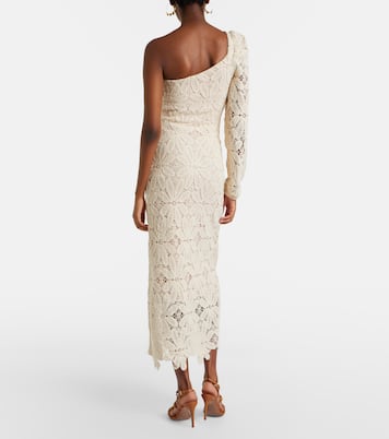 One-shoulder floral crochet cotton midi dress  | Farm Rio