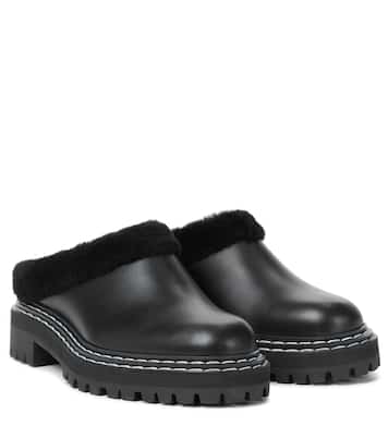 Slippers in pelle con shearling | Proenza Schouler