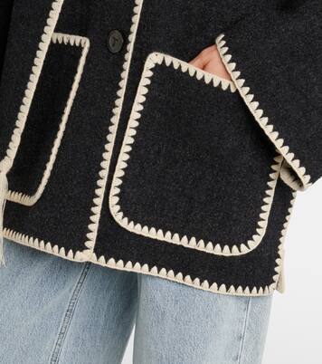 刺绣羊毛混纺带围巾夹克 | Toteme