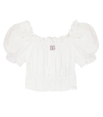 Broderie anglaise cotton top | Dolce&Gabbana Kids