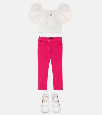 Broderie anglaise cotton top | Dolce&Gabbana Kids