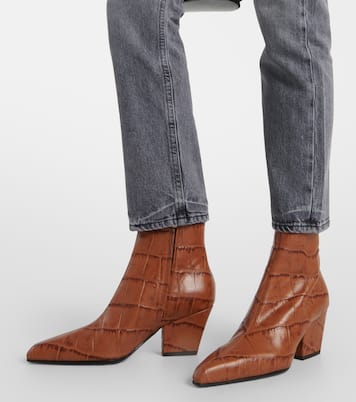 Jane croc-effect leather knee-high boots  | Paris Texas