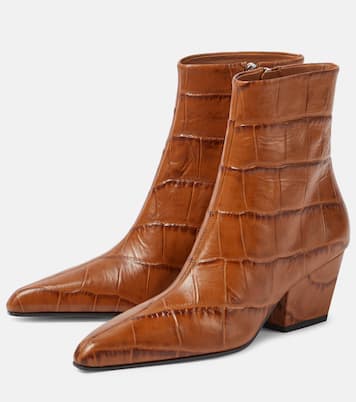 Jane croc-effect leather knee-high boots  | Paris Texas