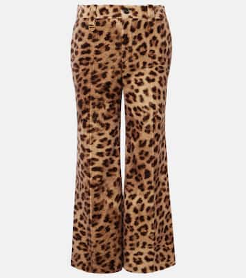 Leopard-print cotton velvet flared pants | Chloé