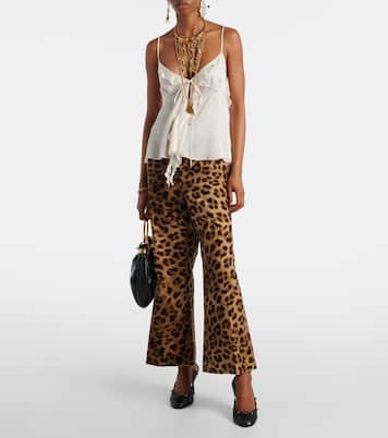 Leopard-print cotton velvet flared pants | Chloé