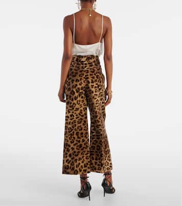 Leopard-print cotton velvet flared pants | Chloé