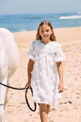 Floral-appliqué chiffon dress | Patachou