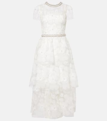 Robe midi de mariée en tulle à perles | Self-Portrait