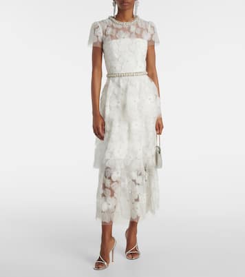 Robe midi de mariée en tulle à perles | Self-Portrait