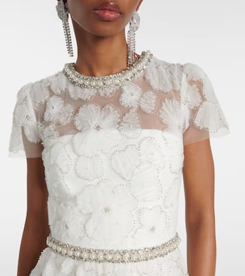 Robe midi de mariée en tulle à perles | Self-Portrait