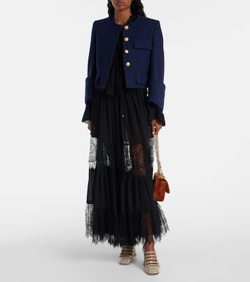Gathered lace-trimmed silk georgette blouse | Chloé