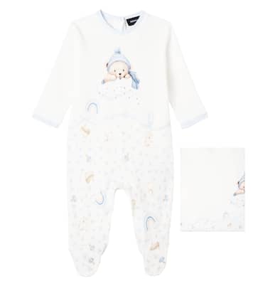 Baby printed cotton onesie and blanket | Monnalisa