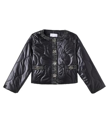 Quilted tweed-trimmed jacket | Patachou