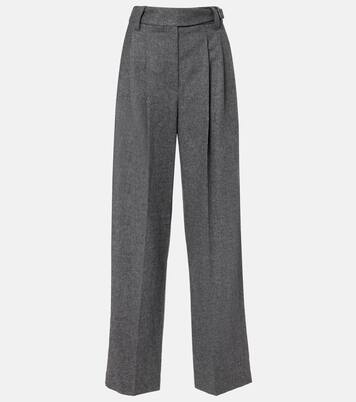 Pleated wool and cashmere wide-leg pants | Brunello Cucinelli