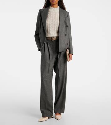 Pleated wool and cashmere wide-leg pants | Brunello Cucinelli