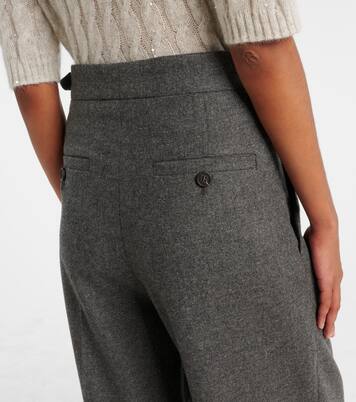 Pleated wool and cashmere wide-leg pants | Brunello Cucinelli