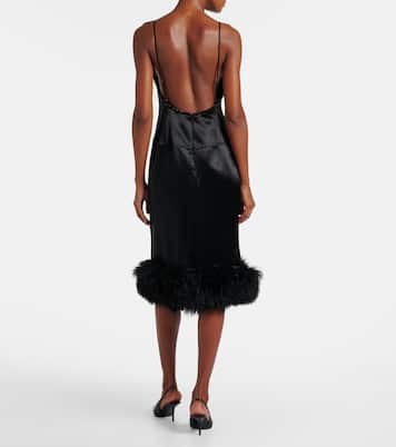 Verziertes Slipdress aus Satin mit Shearling | Jacques Wei