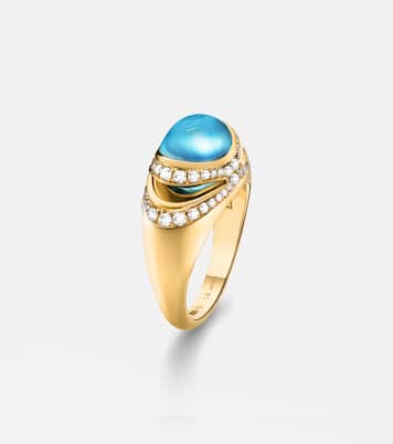 Bvlgari Cabochon 18kt gold ring with topaz and diamonds | Bvlgari