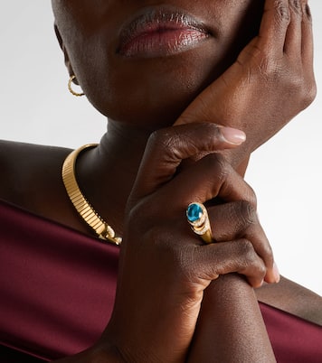 Bvlgari Cabochon 18kt gold ring with topaz and diamonds | Bvlgari