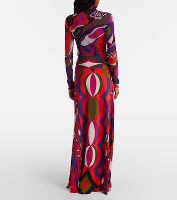 프린트 저지 새틴 맥시 스커트 | Pucci