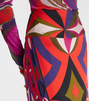 프린트 저지 새틴 맥시 스커트 | Pucci