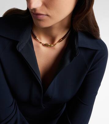 Collier en or 18 ct, cuir et saphirs | Marie Lichtenberg