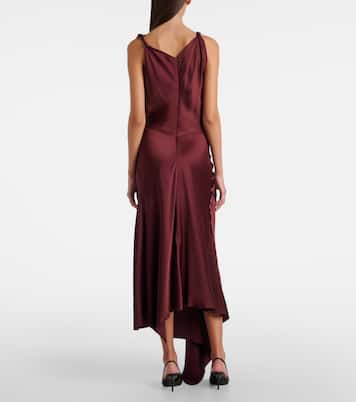 Robe midi asymétrique en satin | Victoria Beckham