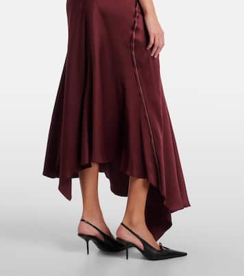 Robe midi asymétrique en satin | Victoria Beckham