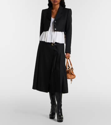 Pleated virgin wool midi skirt | Chloé