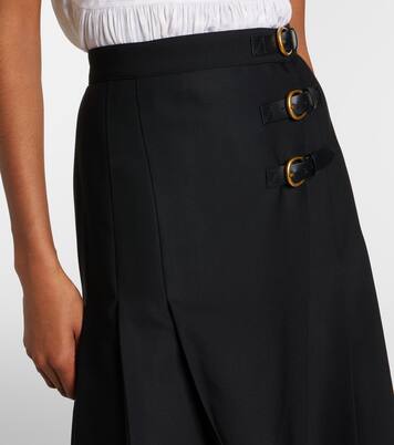 Pleated virgin wool midi skirt | Chloé