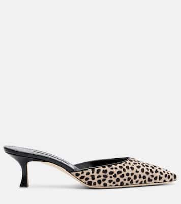 Carolyne 50 leopard-print calf hair mules | Manolo Blahnik
