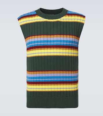 스트라이프 코튼 울 스웨터 베스트 | Dries Van Noten