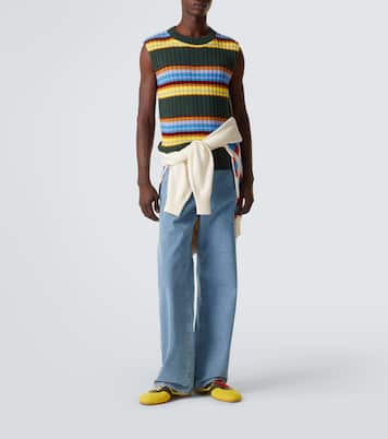 스트라이프 코튼 울 스웨터 베스트 | Dries Van Noten