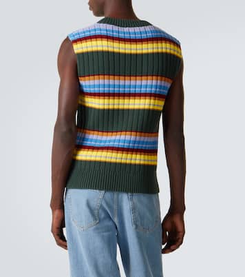 스트라이프 코튼 울 스웨터 베스트 | Dries Van Noten