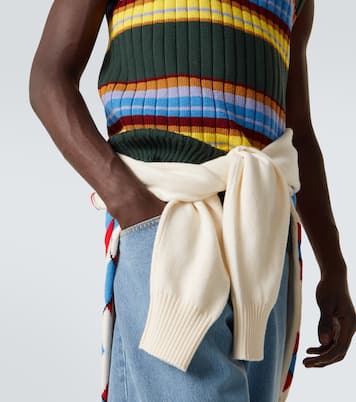 스트라이프 코튼 울 스웨터 베스트 | Dries Van Noten