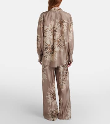 Pantaloni a gamba larga in pongé di seta | Brunello Cucinelli