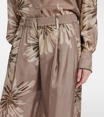 Pantaloni a gamba larga in pongé di seta | Brunello Cucinelli