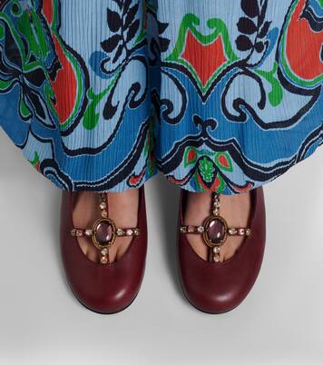 Embellished leather slingback flats | Etro