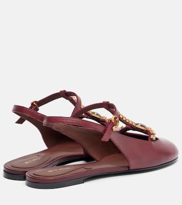 Embellished leather slingback flats | Etro