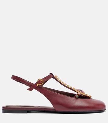 Embellished leather slingback flats | Etro