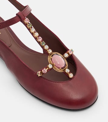 Embellished leather slingback flats | Etro