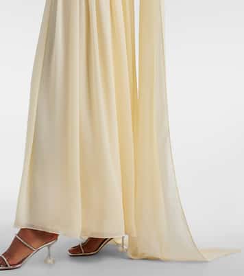 Scarf-detail georgette maxi dress | Self-Portrait